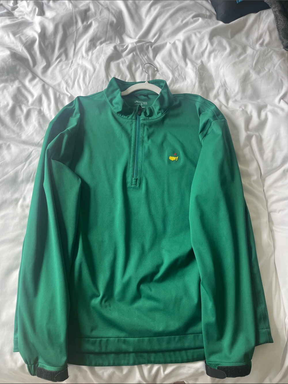Green Long-Sleeve Men's Swim Rash Guard with Quarter-Zip